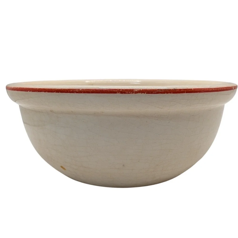 Antique Putting The Motor Car Right Childs Porcelain Bowl Red Trim Cereal Soup